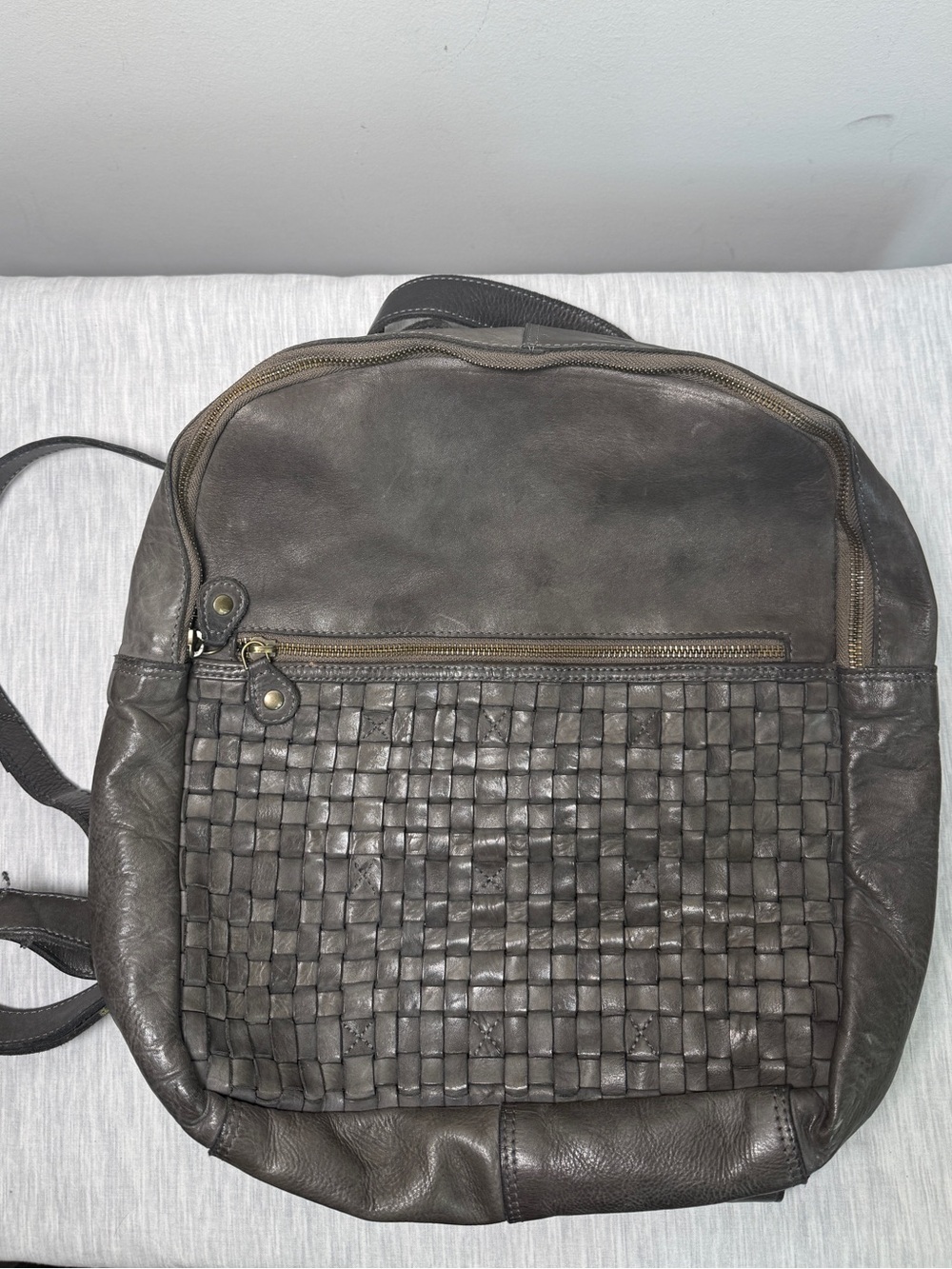 Ashwood Leather Heritage Grey Woven Backpack Genuine Leather